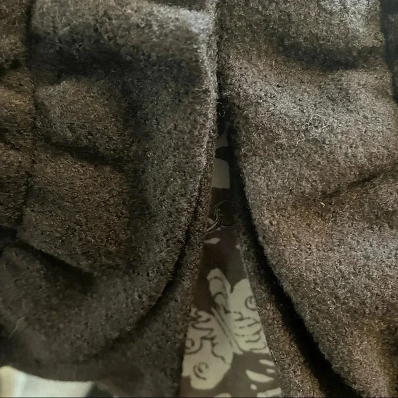 Elevenses Anthropologie Brown Wool Ruffle Collar Blazer Size 6 - Picture 6 of 7